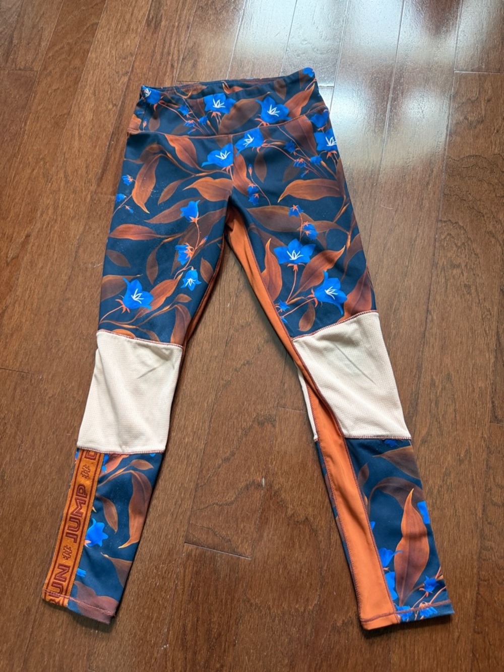 Molo Girls Navy Blue & Orange Floral Leggings